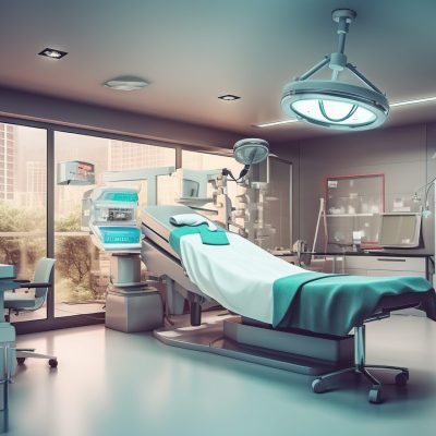 Interior of modern medical office with doctor's workplace Generative AI