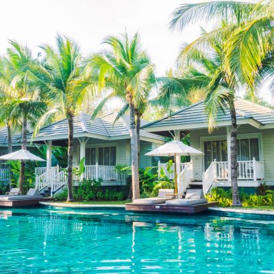 Beautiful luxury swimming pool in hotel pool resort - Boost up color Processing